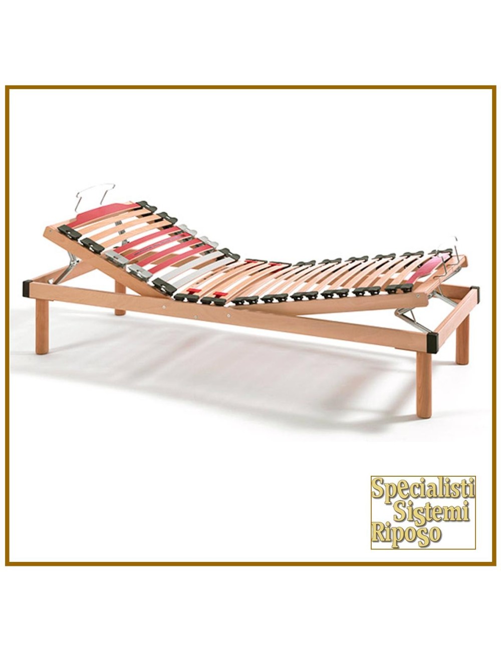 Telaio Letto VECELO 140x190 Cm – Con Testiera In Legno Marrone – Doghe Metalliche – Spazio Contenitore 31,5 Cm – Capacità 320 Kg