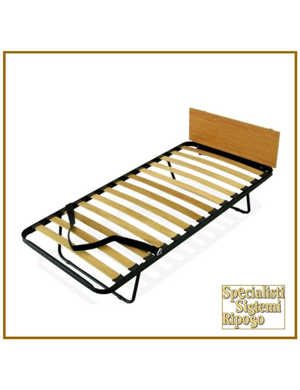 Rete a doghe Hotel con gambe pieghevoli e testatina legno con ruote