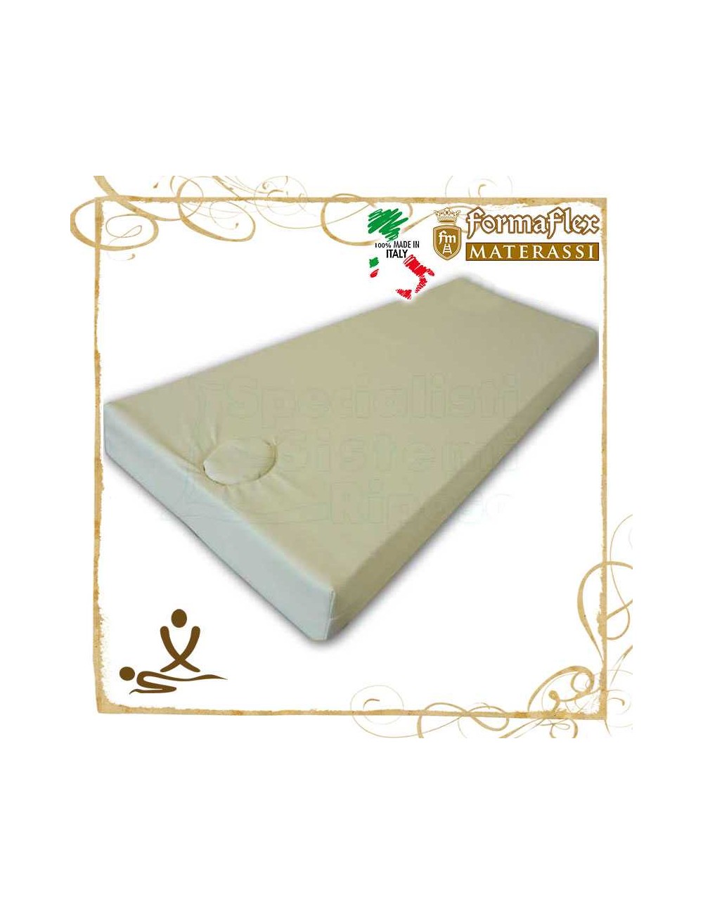 Materasso per massaggi centro estetico in ecopelle con foro per viso