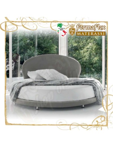 Letto rotondo in tessuto con pianale tondo per materasso 210