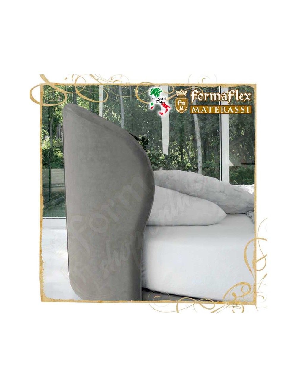 Letto rotondo in tessuto con pianale tondo per materasso 210