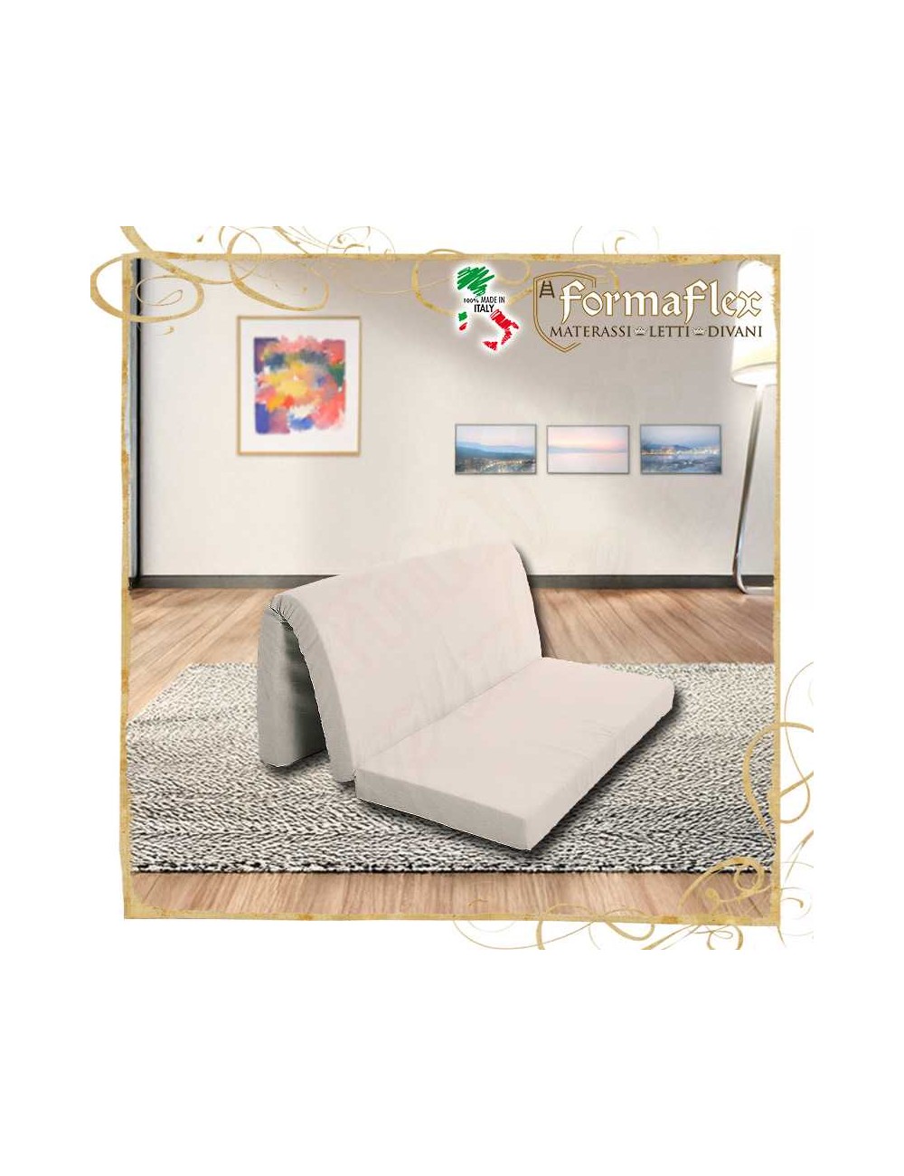 Materasso sezionato per divano letto chiusura a portafoglio su misura