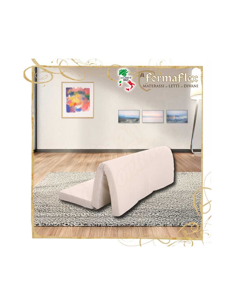 Materasso sezionato per divano letto chiusura a portafoglio su misura