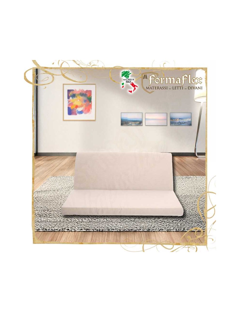 Materasso sezionato per divano letto chiusura a portafoglio su misura