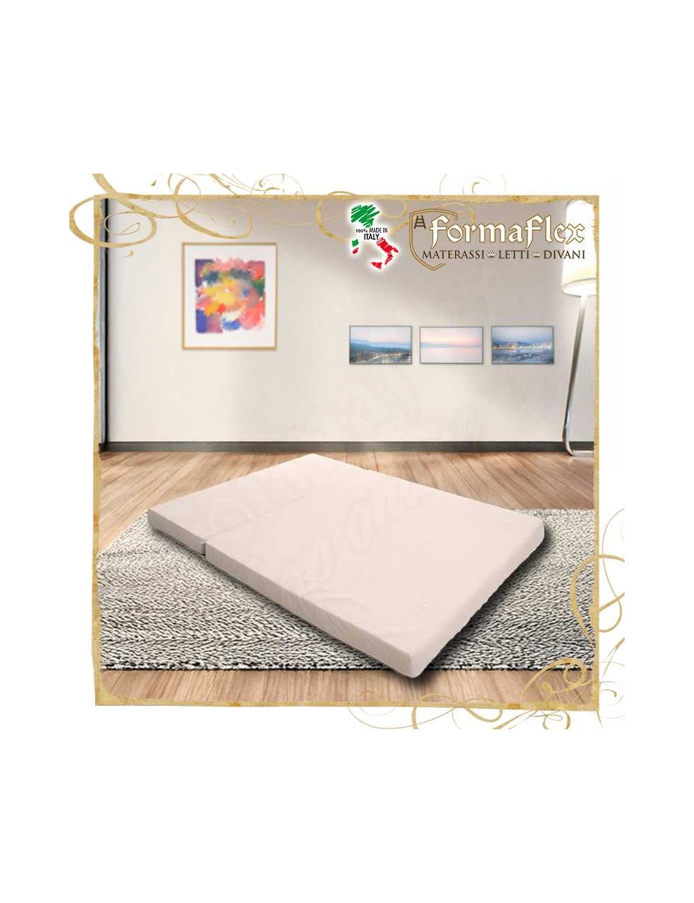 Materasso sezionato per divano letto chiusura a portafoglio su misura