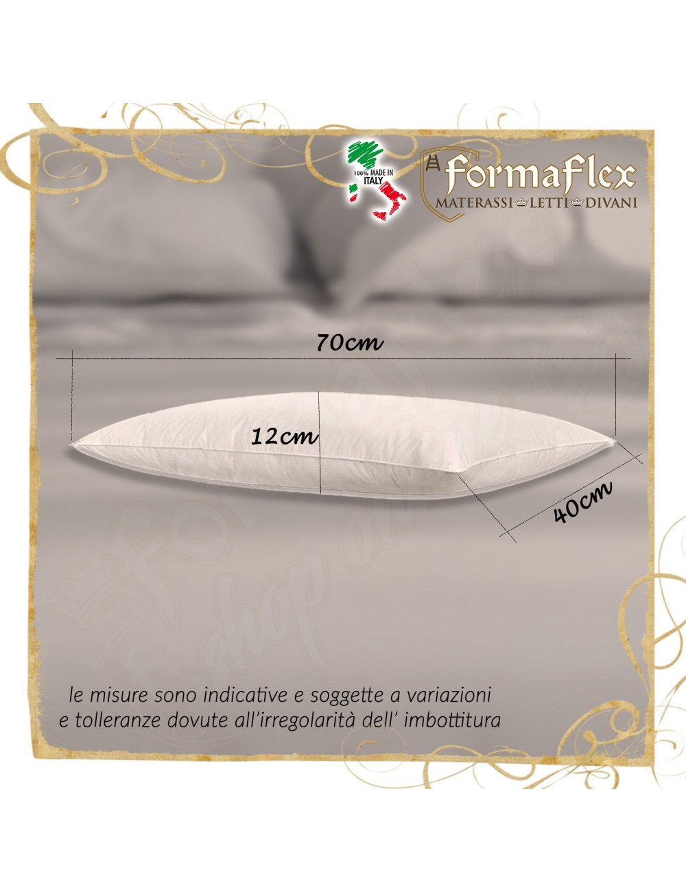 Cuscino guanciale basso in fibra di poliestere siliconata H12 40 X 70