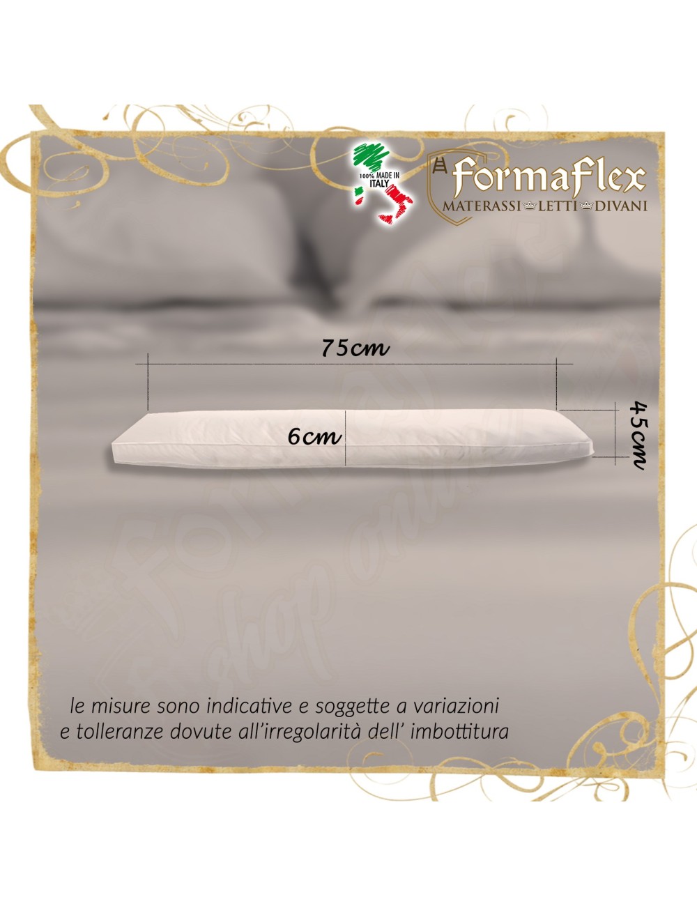 Cuscino basso rigido guanciale in espanso rettangolare duro 45X75H6