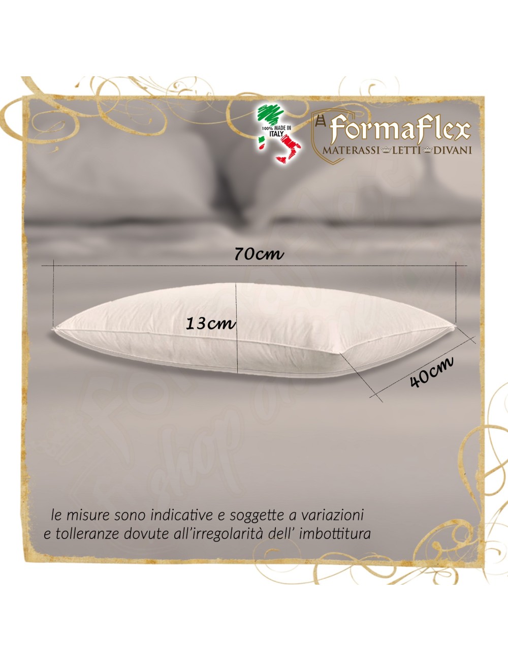 Cuscino 100% cotone imbottitura e tessuto guanciale fresco h13 40X70