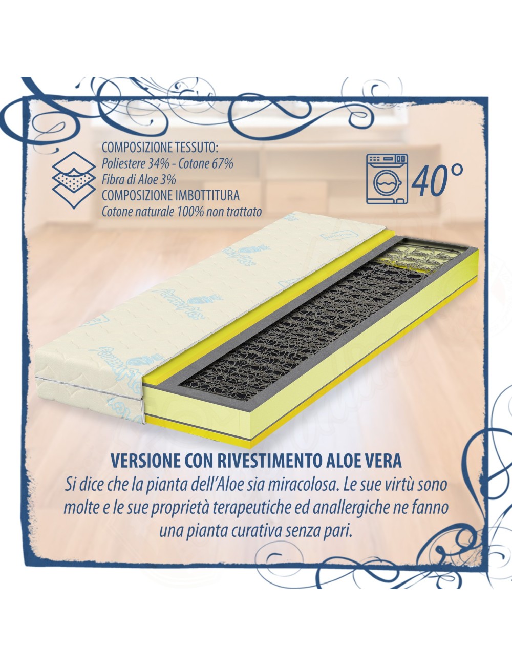 MILLENOTTI® Materasso Ortopedico classico a molle sfoderabile e lavabile