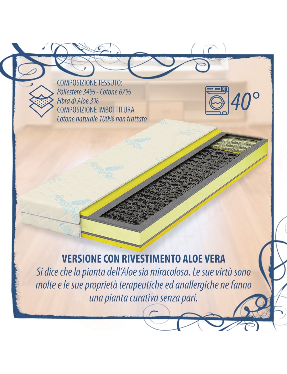 MILLENOTTI® Materasso Extra ortopedico rigido a molle sfoderabile e lavabile