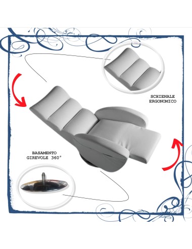 OCCASIONE Poltrona design a batteria tessuto bianco comandi su bracciolo