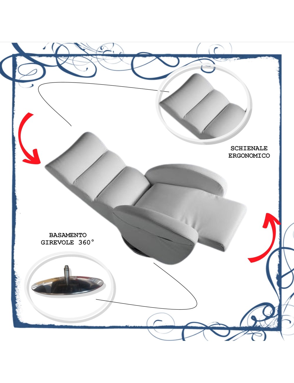 OCCASIONE Poltrona design a batteria tessuto bianco comandi su bracciolo