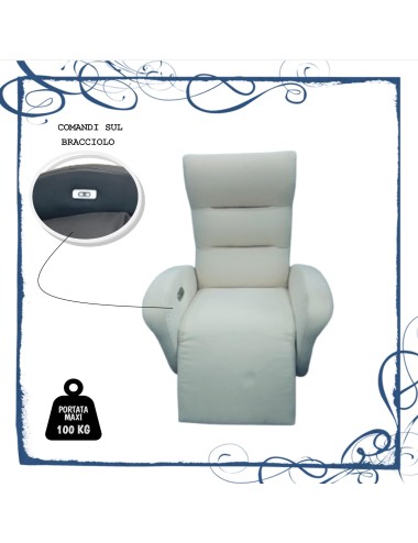 OCCASIONE Poltrona design a batteria tessuto bianco comandi su bracciolo
