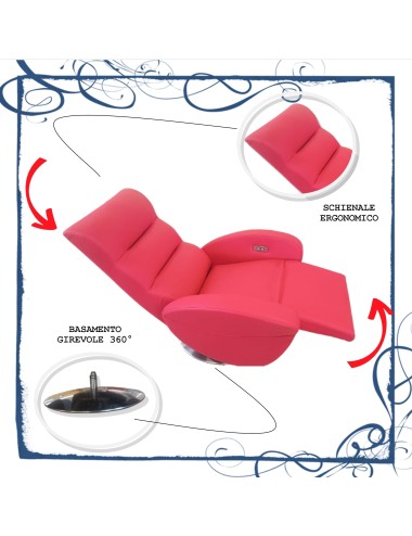 OCCASIONE Poltrona design a batteria tessuto rosso comandi su bracciolo