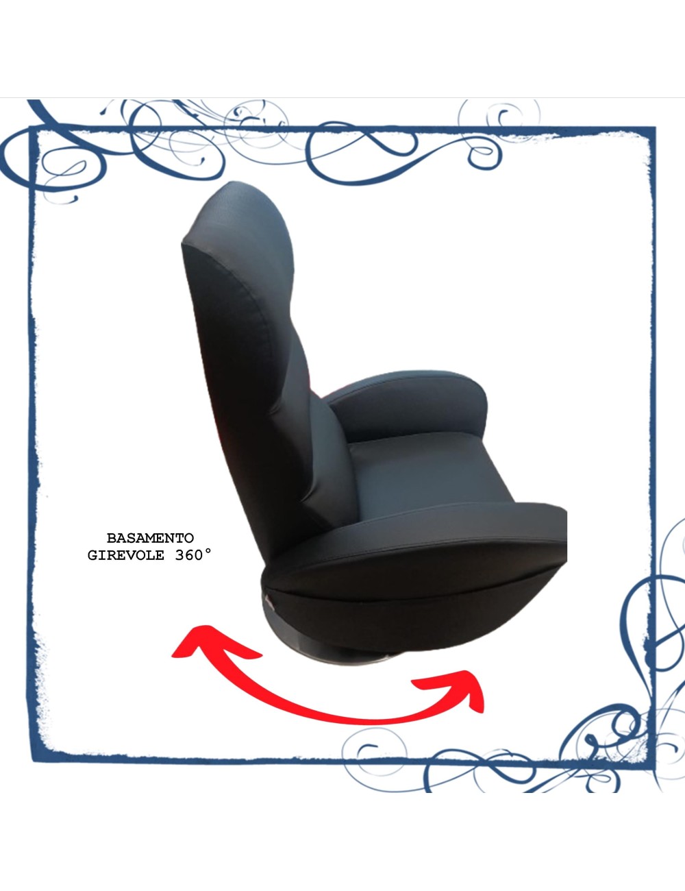 OCCASIONE Poltrona design a batteria ecopelle nero comandi su bracciolo