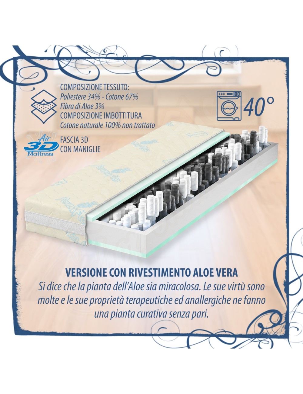 MILLENOTTI® Materasso MEDIUM a molle indipendenti classico sfoderabile