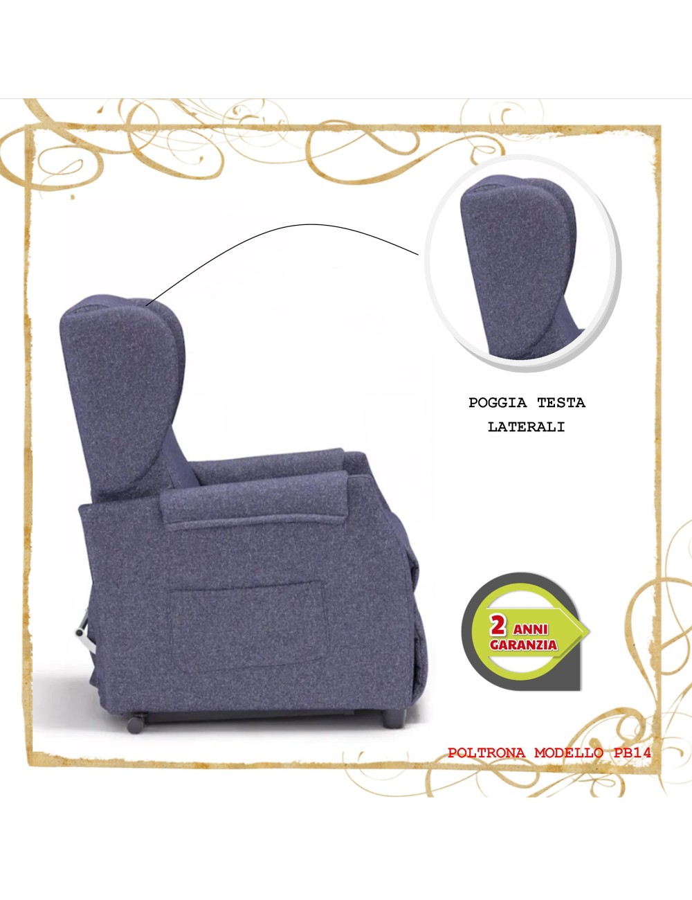 Poltrona Relax ingombri ridotti 2 motori Lift 14PB anziani disabili