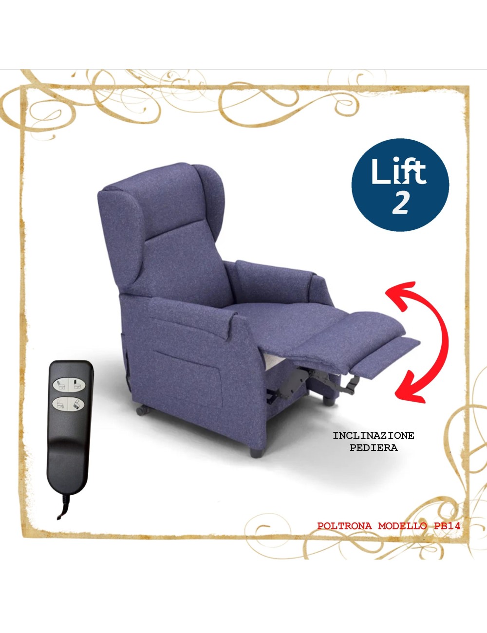 Poltrona Relax ingombri ridotti 2 motori Lift 14PB anziani disabili