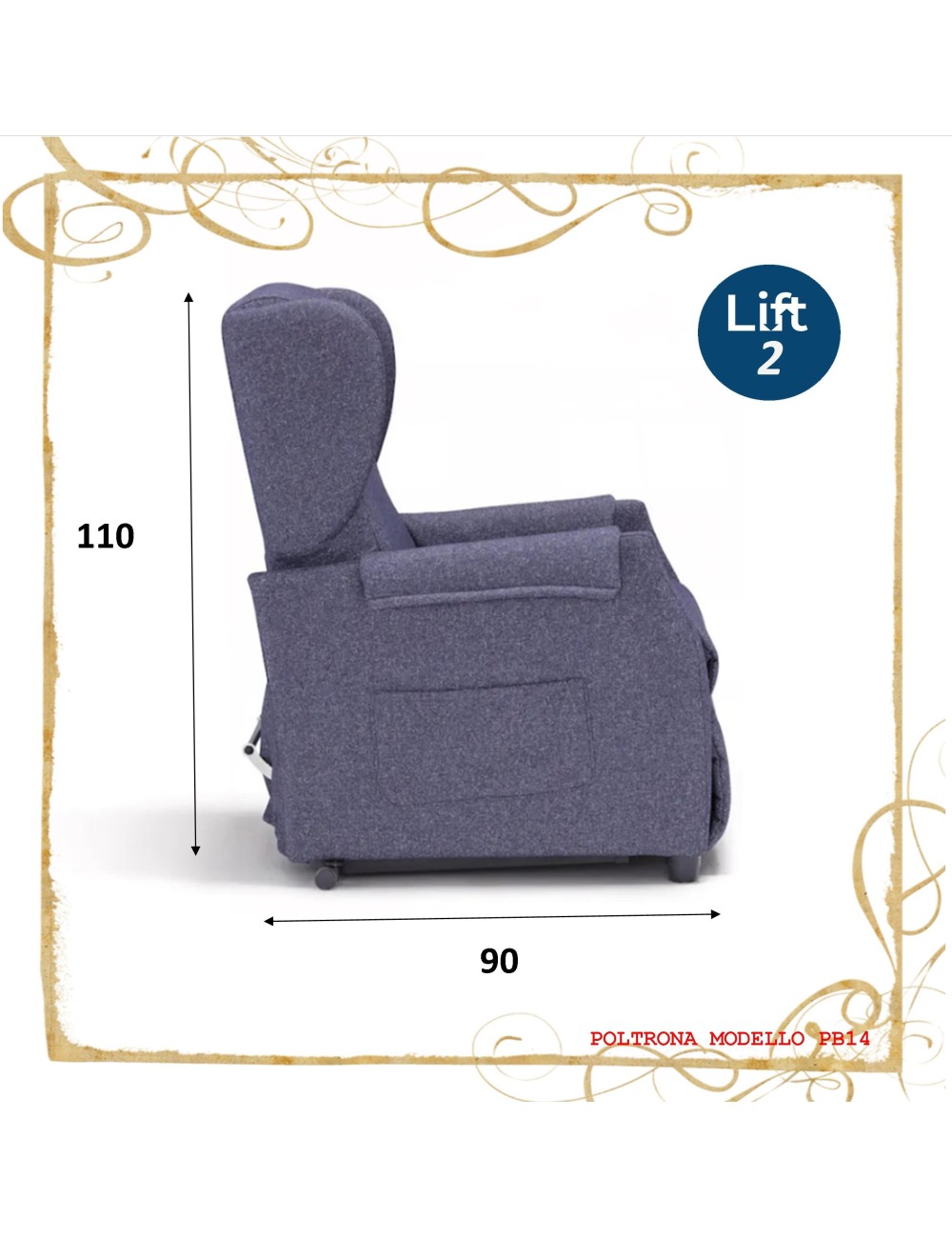 Poltrona Relax ingombri ridotti 2 motori Lift 14PB anziani disabili