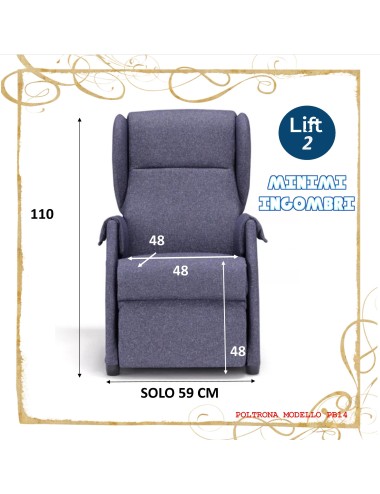 Poltrona Relax ingombri ridotti 2 motori Lift 14PB anziani disabili