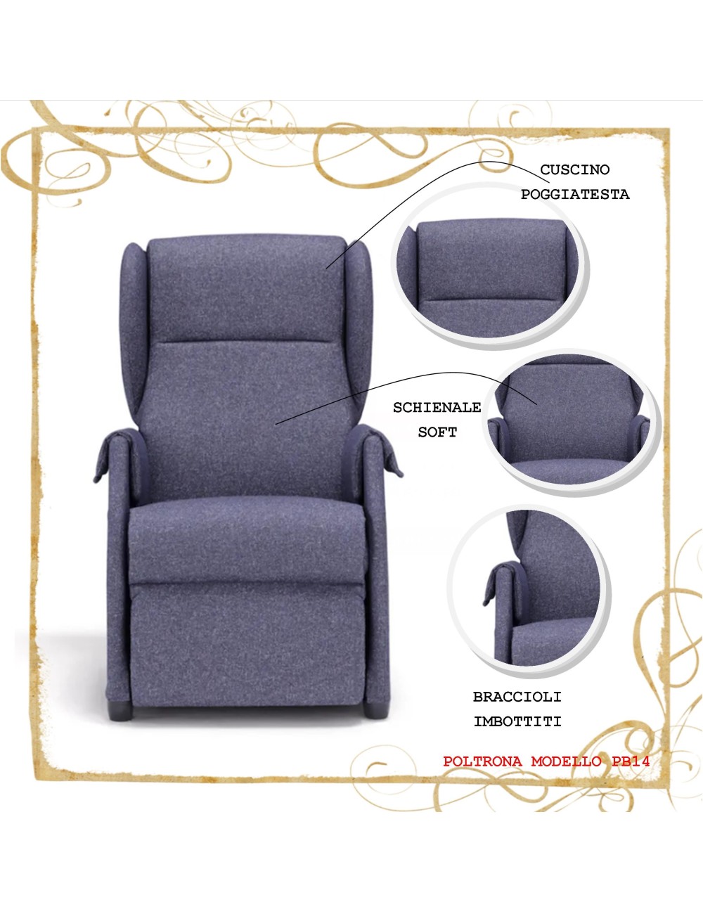 Poltrona Relax ingombri ridotti 2 motori Lift 14PB anziani disabili