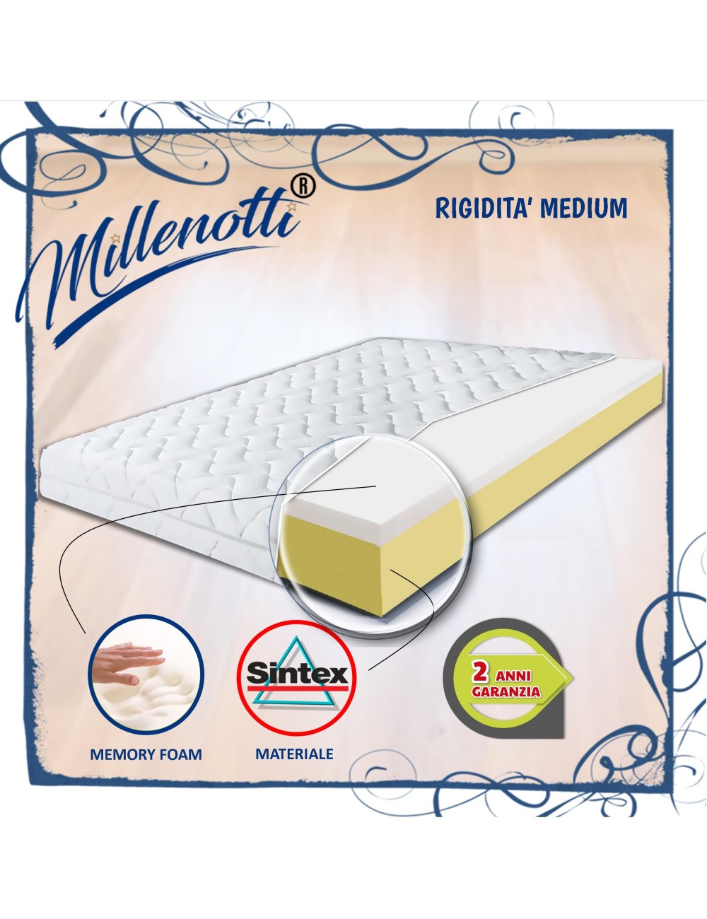 MILLENOTTI® Materasso in promo memory 2 strati sfoderabile su misura