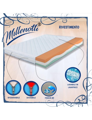 MILLENOTTI® Materasso memory 3 strati onda sfoderabile su misura promo