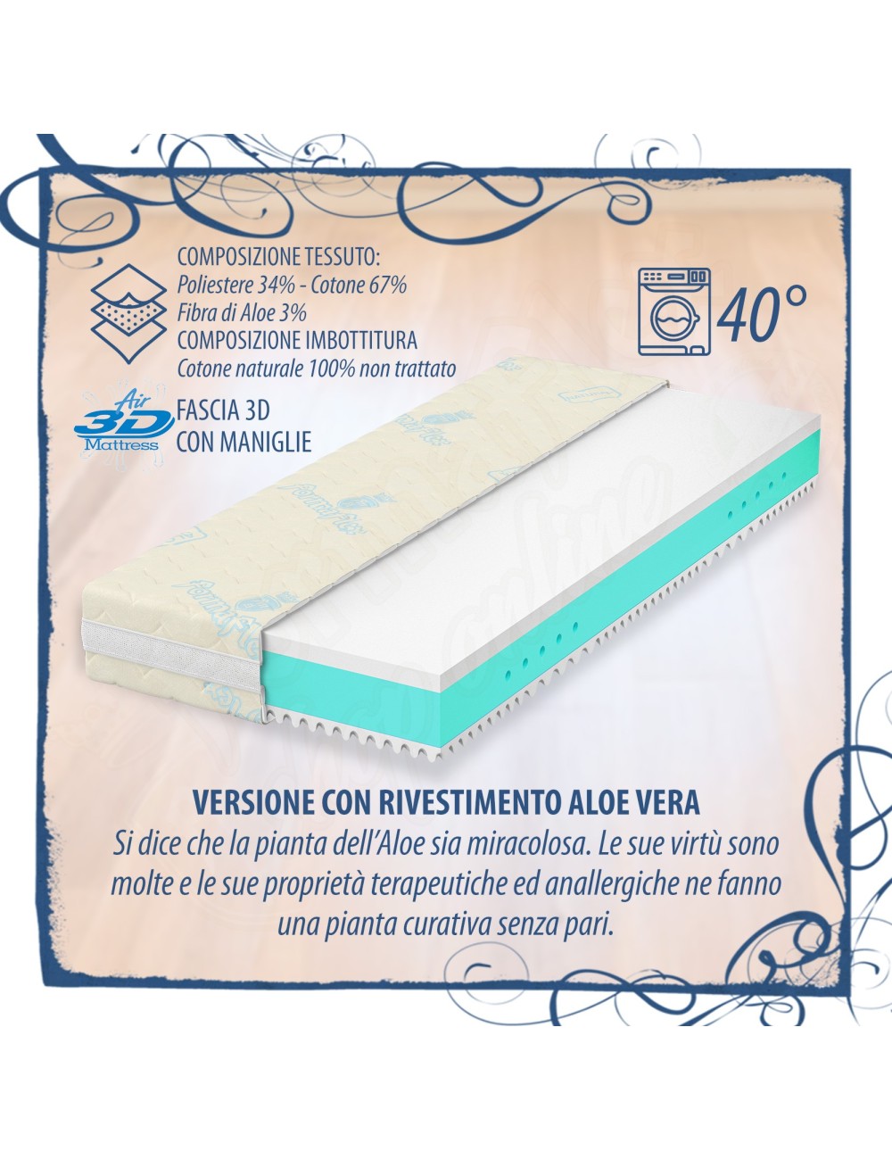 MILLENOTTI® Materasso Memory Base Media Durezza su misura 5 zone differenziate