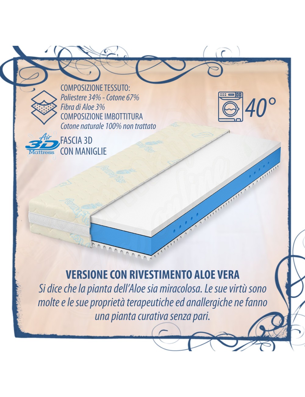 MILLENOTTI® Materasso Memory Base Extra Rigido Hard su misura 5 zone