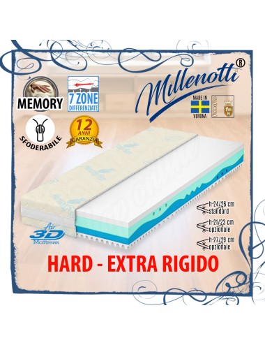 MILLENOTTI® Materasso Memory Base Anatomico Extra Rigido 7 zone su misura