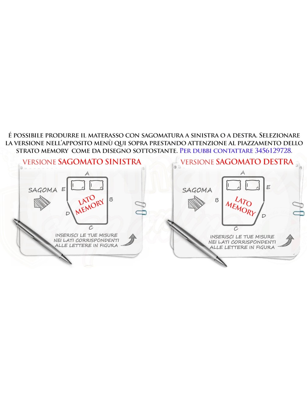 Materasso Memory sagomato 5 LATI Vela camper barca su misura SX e DX