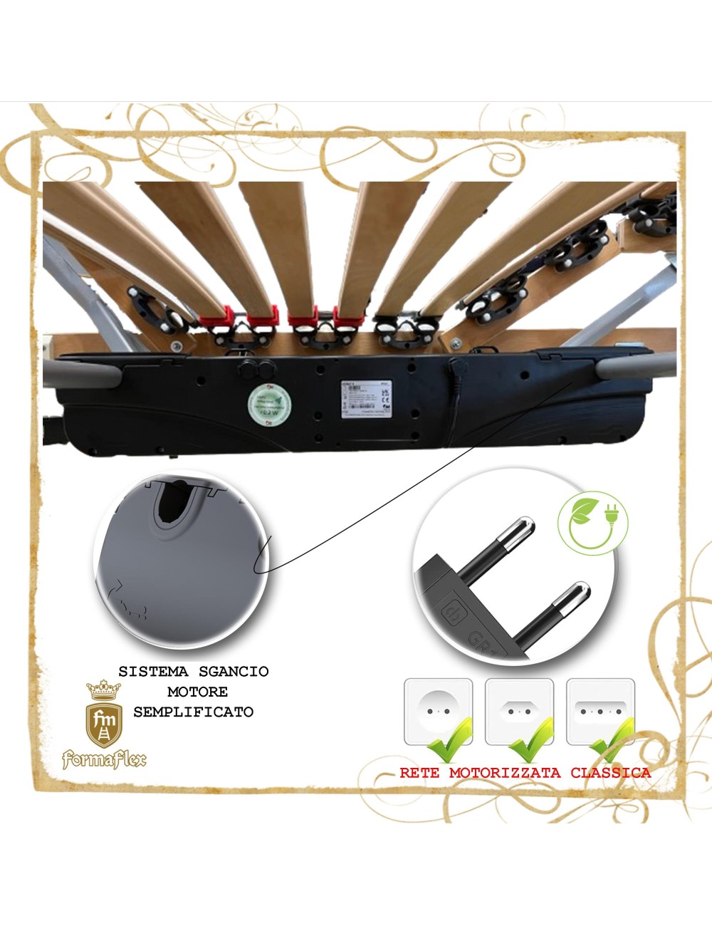 Rete motorizzata elettrica Classica doghe in legno medicale su misura
