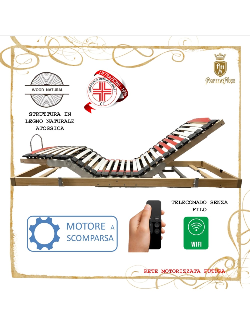 Rete motorizzata a doghe Futura motore nel telaio medicale su misura