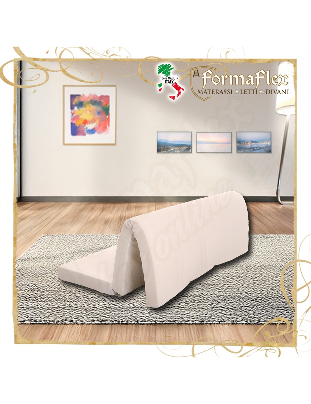 Materasso Alta Densità sezionato divano letto a portafoglio su misura