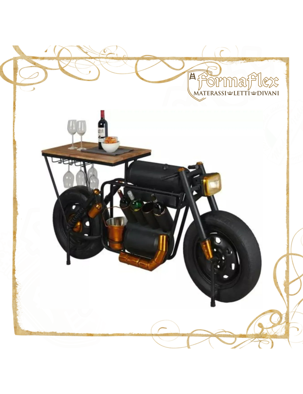 VINTAGE APRILIA WINE mobile bar a forma di moto d'epoca
