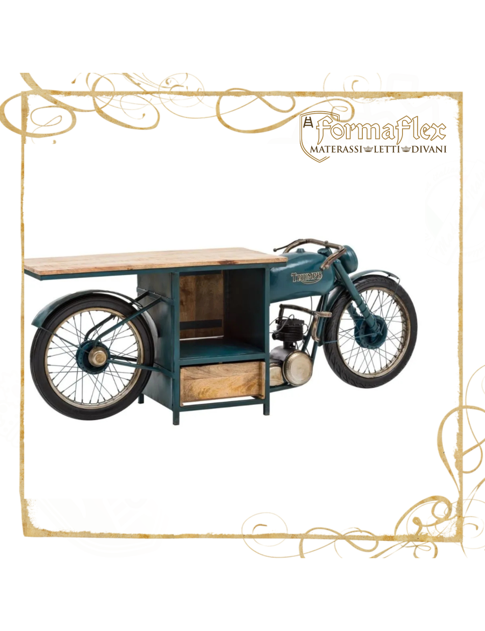 TRIUMPH BIKE mobile bancone per arredo bar industrial con motocicletta