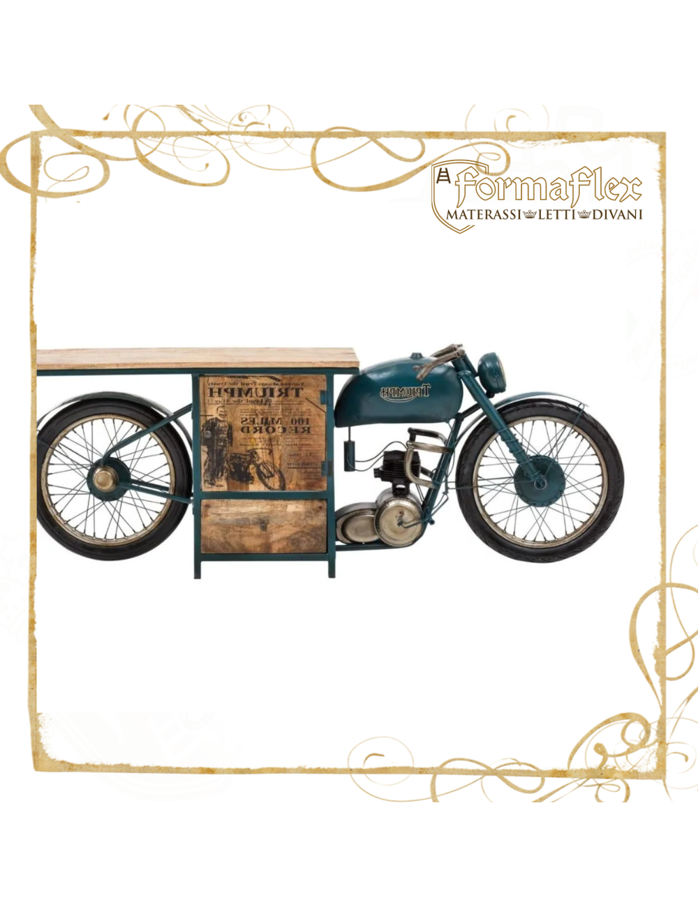 TRIUMPH BIKE mobile bancone per arredo bar industrial con motocicletta