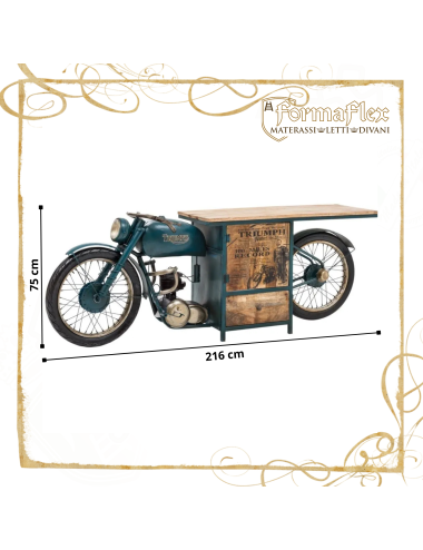 Bancone Bar Vintage Moto in Metallo e Legno | Mobile Bar Design Industriale