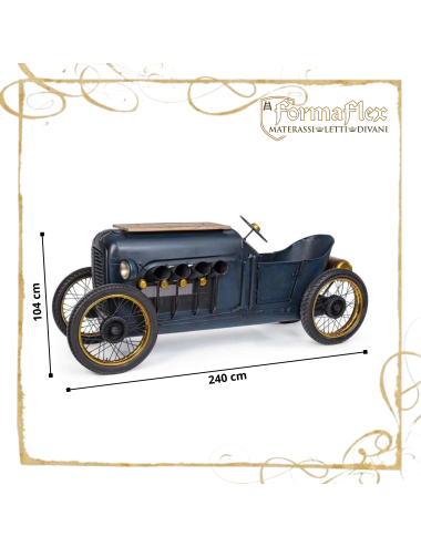 Bancone Bar Auto Vintage in Metallo | Mobile Bar Industriale con Porta Bottiglie