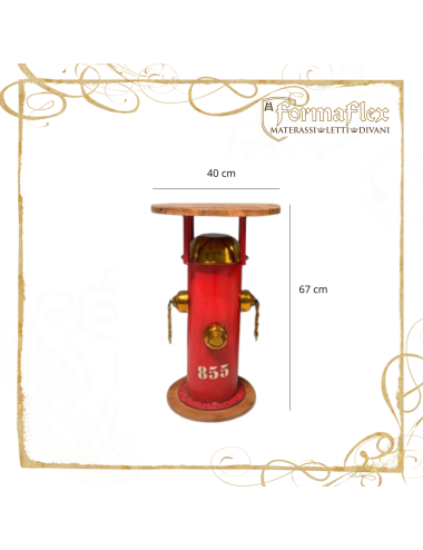 Tavolino Idrante Antincendio Rosso Vintage – Arredo Industriale Decorativo