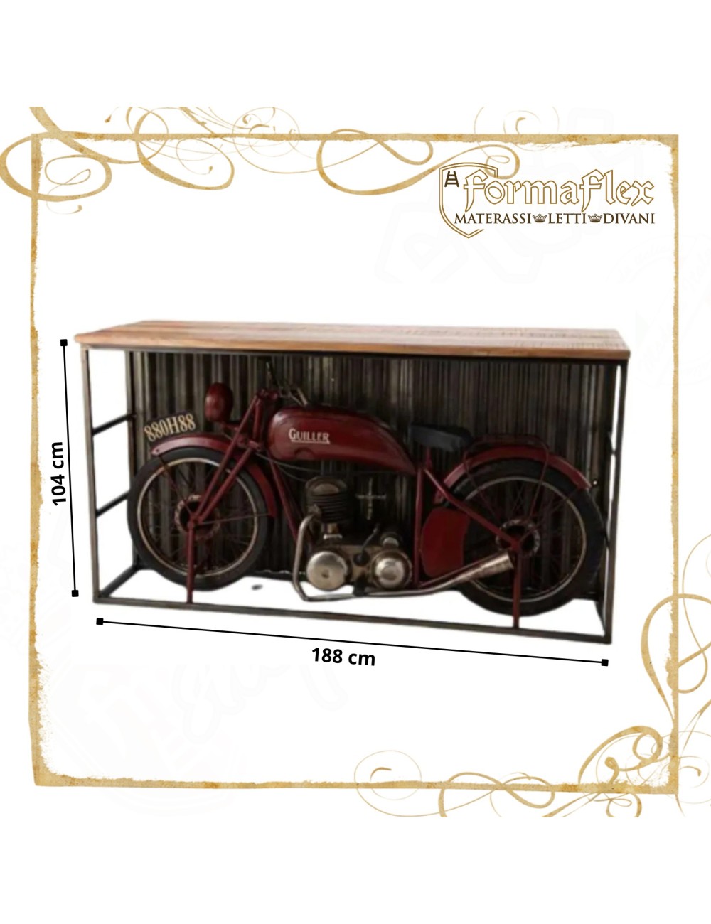 MOTORCYCLE COCKTAIL BAR bancone da pub taverna con motocicletta intera