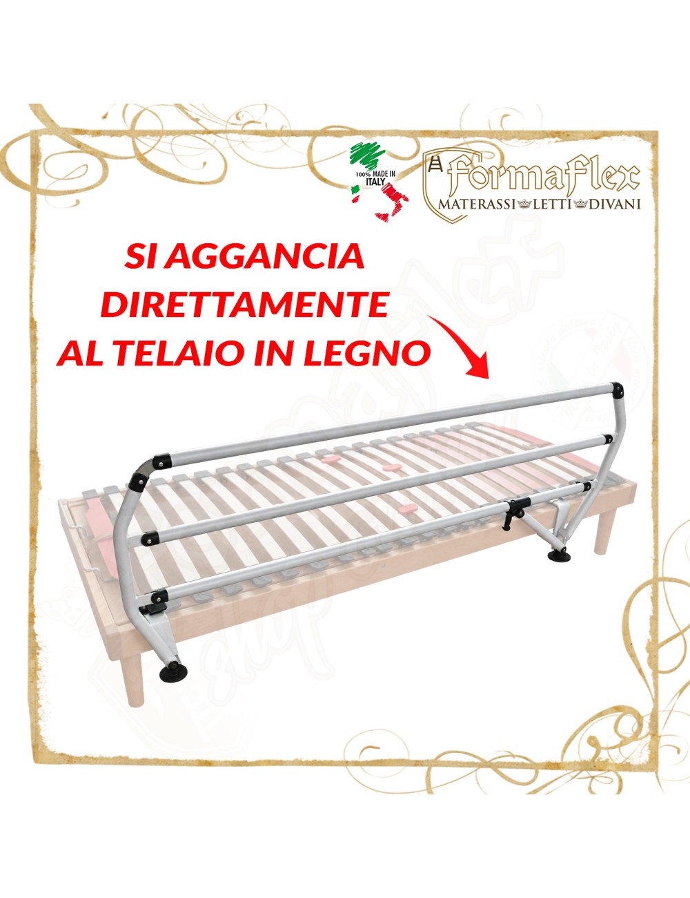 Sponda Universale per Rete Motorizzata con Telaio in Legno