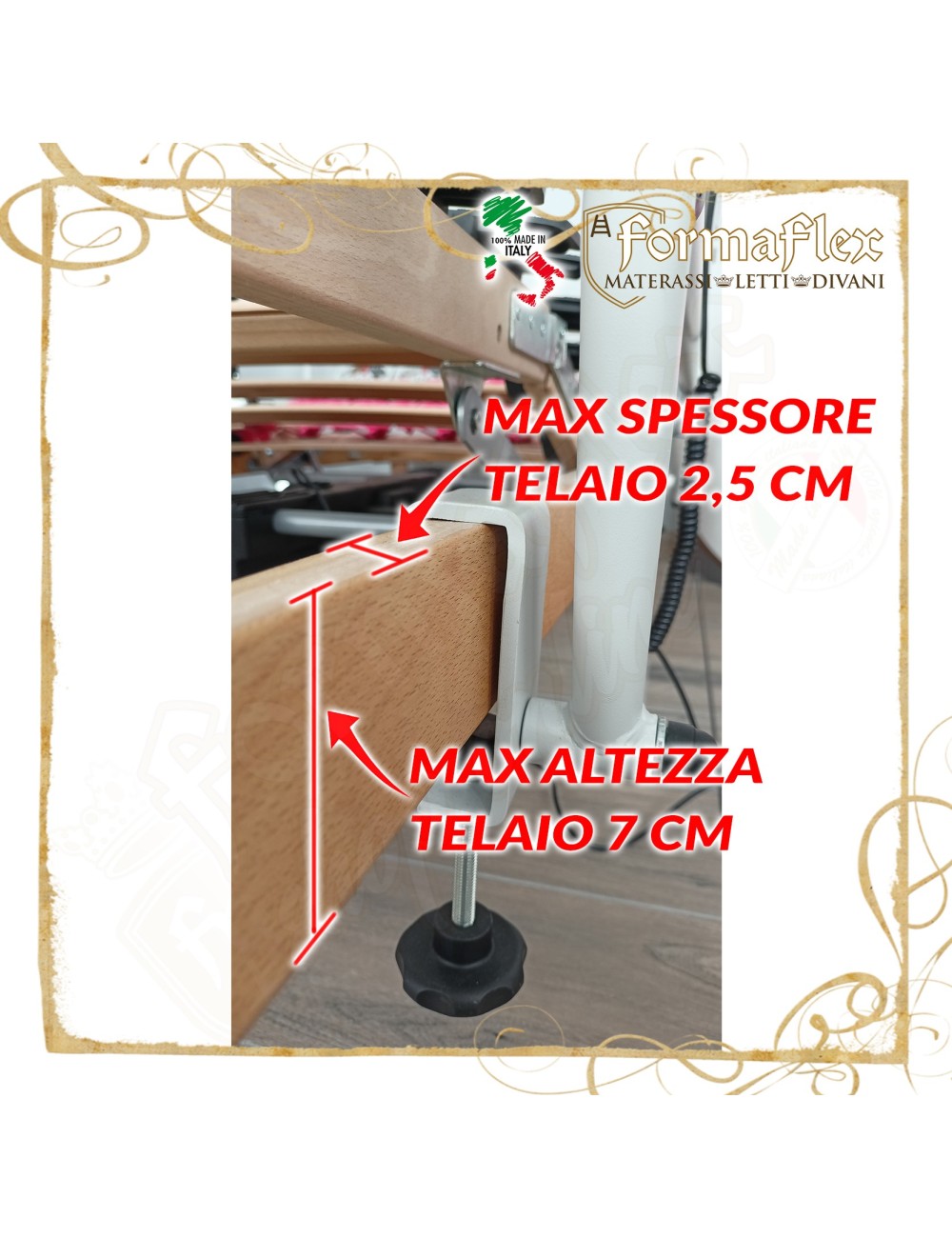 Sponda Universale per Rete Motorizzata con Telaio in Legno