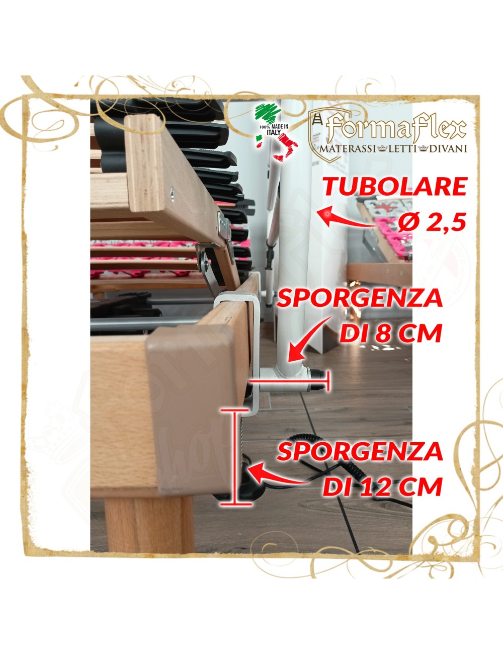 Sponda Universale per Rete Motorizzata con Telaio in Legno