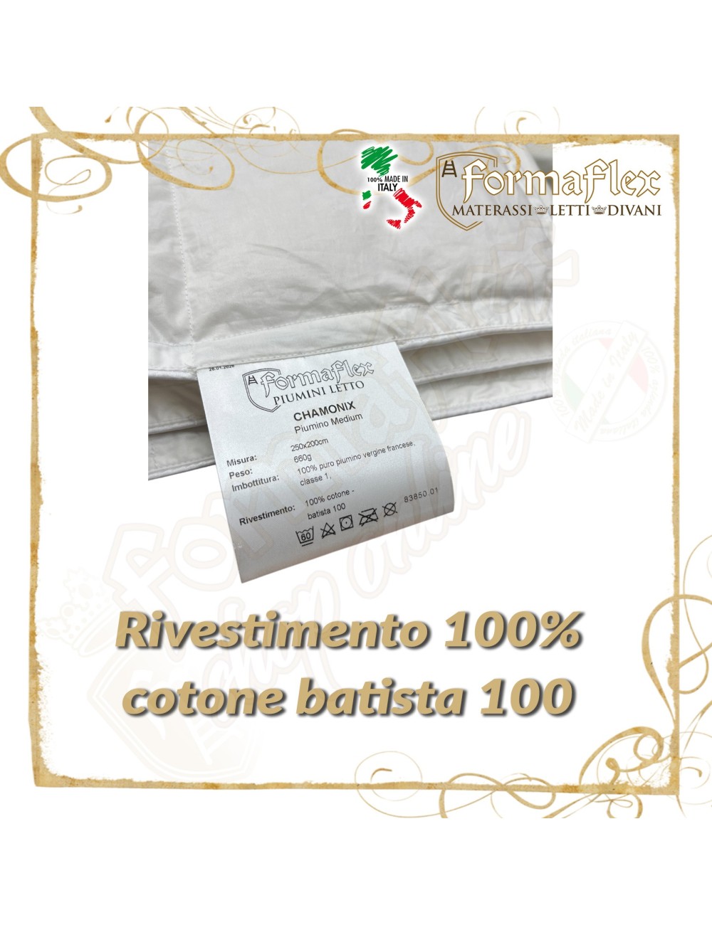 Piumino Letto Leggero 100% Puro Piumino Vergine – Cotone Batista 100
